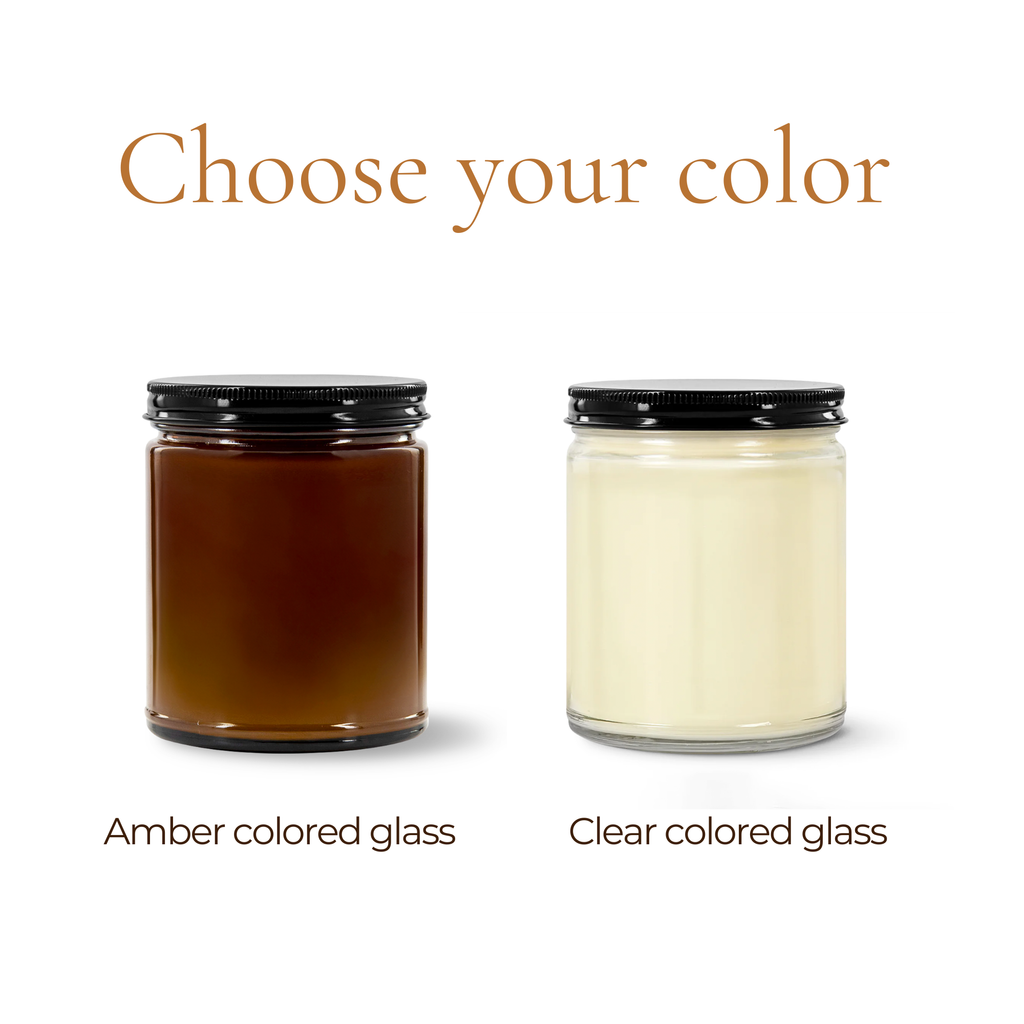 Birthday candle for mom color options — amber and clear personalized soy candle options