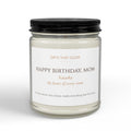 Personalized birthday candle for mom — custom label with name and loving message on clear jar