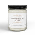 Personalized birthday candle for sister — custom label with name and loving message on clear jar